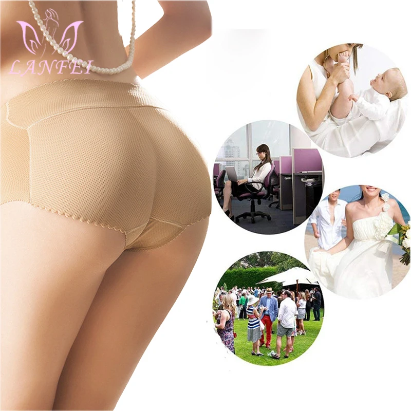 LANFEI стыковой Кнопка стеклоподъемника штаны Body Shaper трусы с эластичным поясом для Для женщин сексуальный увеличивающая подкладка для ягодиц Shapingwear дышащие нижнее белье с подкладками