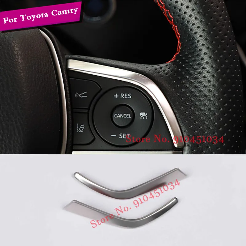 

For Toyota Camry XV70 2017 2018 2019 Stainless Steel Steering Wheel Button Trim Interior Accessories 2pcs