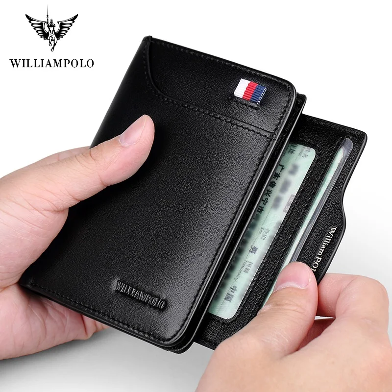 Новинка 2020 мужские кошельки WilliamPolo из натуральной кожи повседневные тонкие