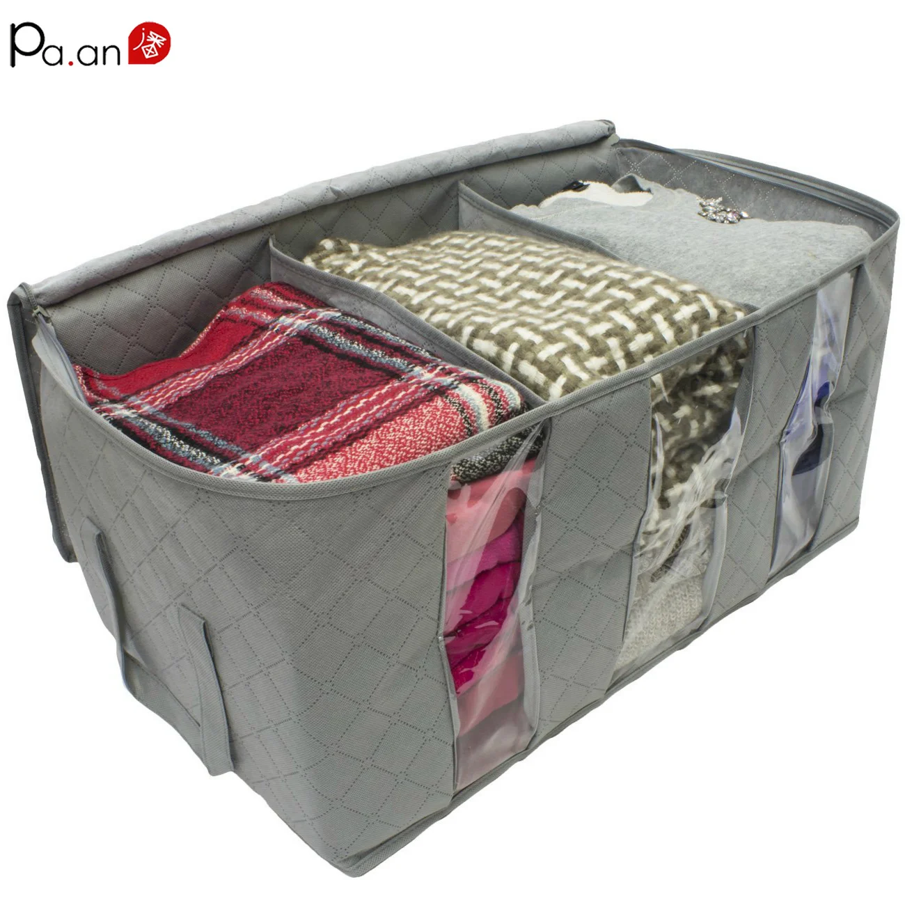 Бамбуковый древесный уголь коробка для хранения белья Штабелируемая органайзер