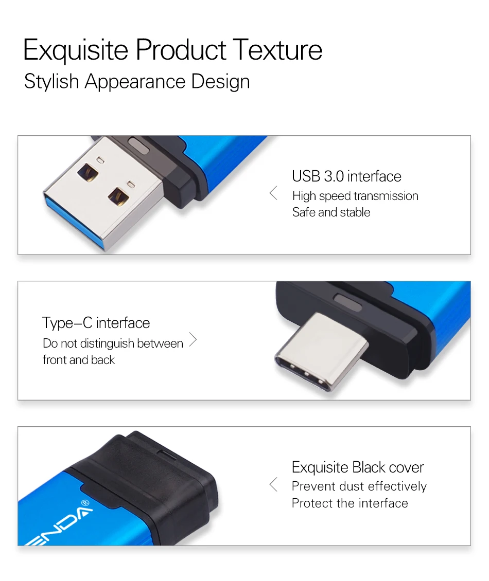 Горячая WANSENDA, 2 в 1, TYPE-C, USB 3,0, USB флеш-накопитель, металлический флеш-накопитель, 16 ГБ, 32 ГБ, 64 ГБ, 128 ГБ, 256 ГБ, 512 ГБ, флеш-накопитель, USB флешка