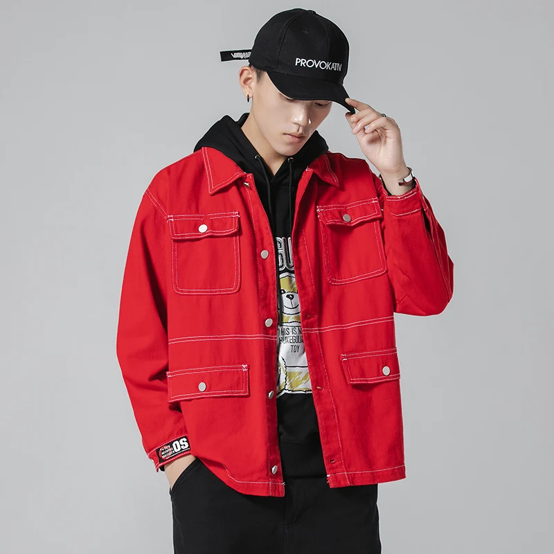Мужская джинсовая куртка-бомбер модная уличная одежда в стиле Харадзюку пальто