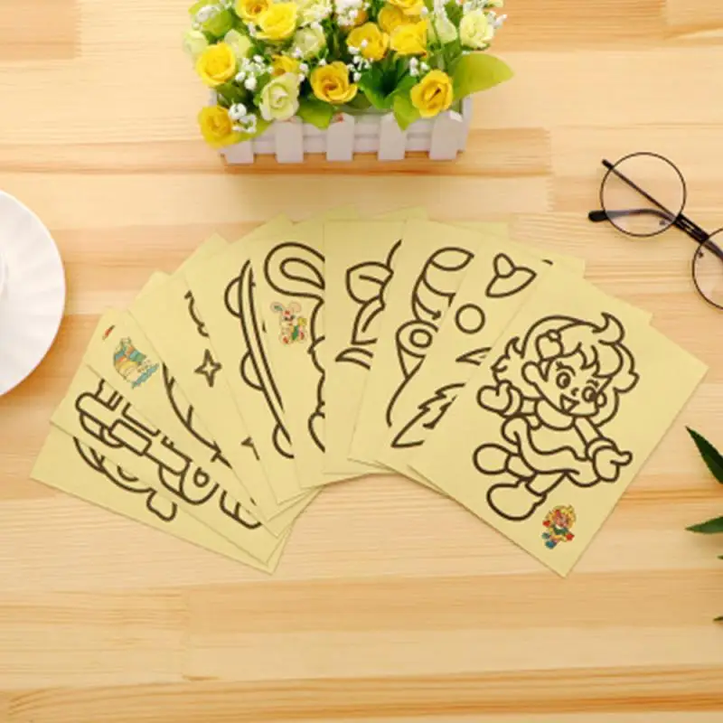 Творческий мультфильм Дети DIY песок живопись обучающие игрушки для отправки