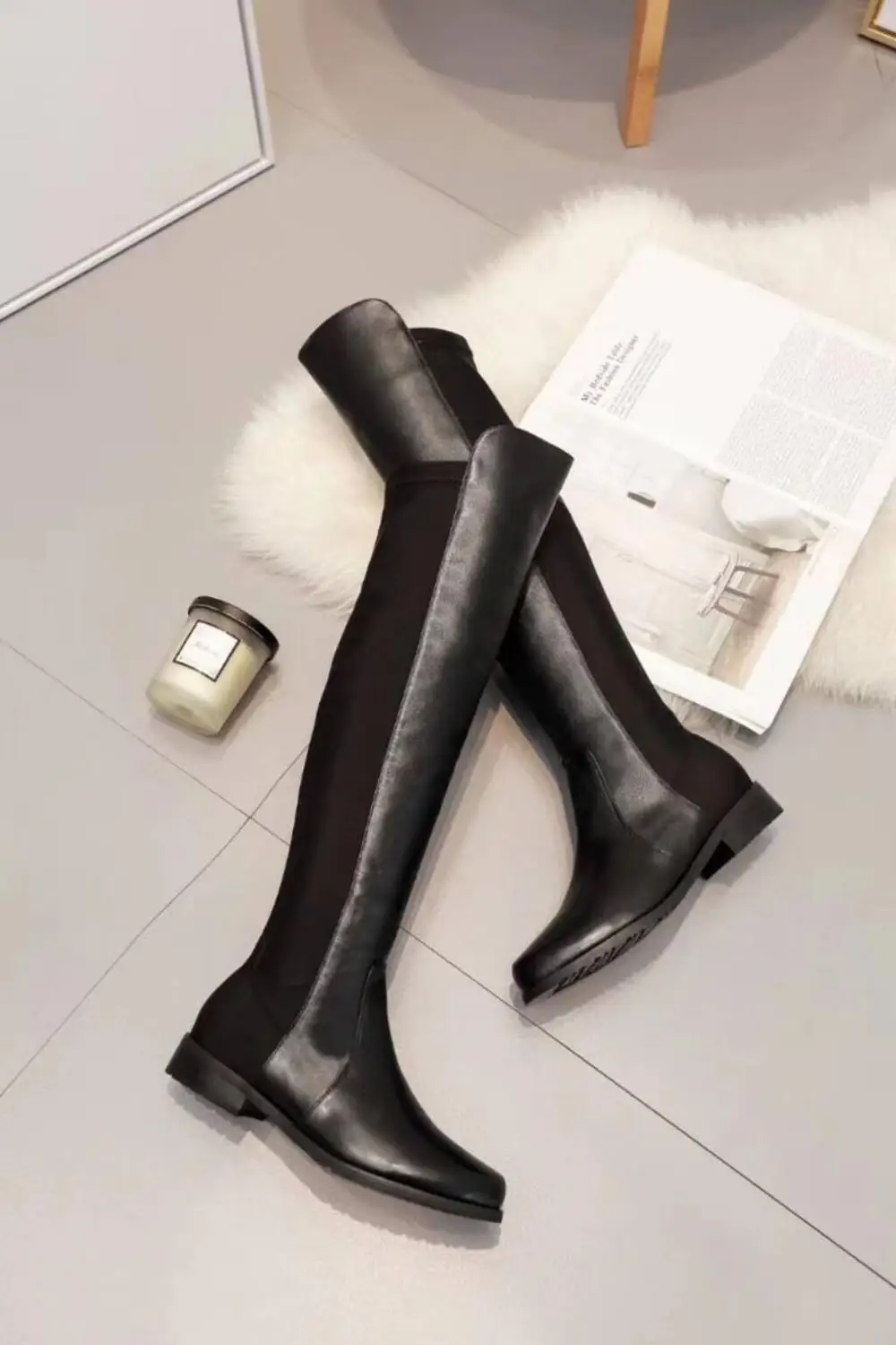 Zapatos de mujer классические женские ботинки с высоким голенищем модные из замши и