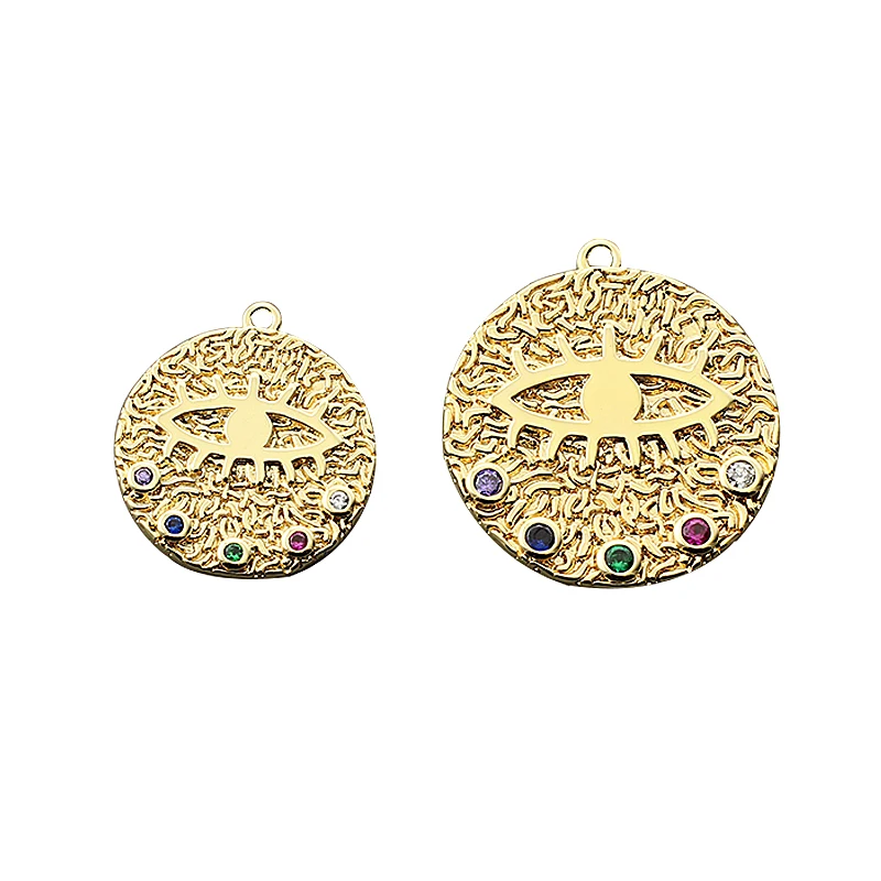 1 шт 24K Шампань золото Цвет с латунным покрытием циркон круглый Форма Подвески