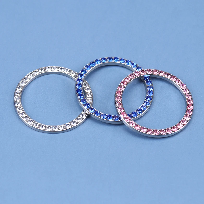 

1PC Diamond Rhinestone Ring Circle Trim Car Bling Decorative Accessories Automobiles Start Switch Button Decorative