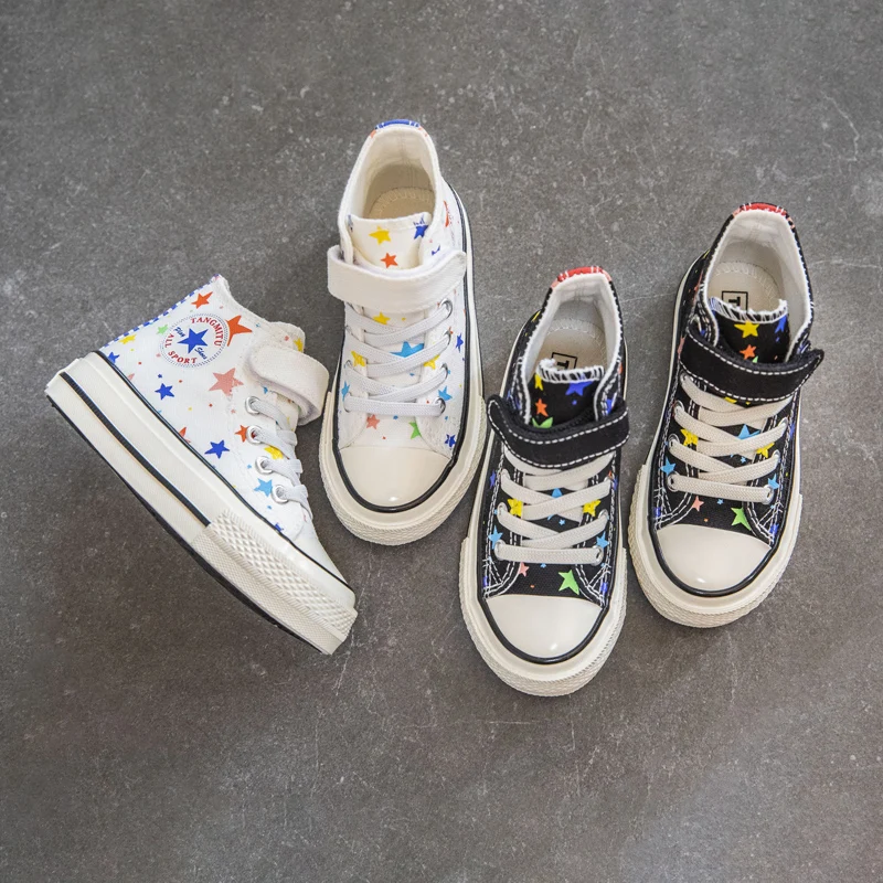 

Children High-top Canvas Shoes Kids Vulcanized Shoes Lace up Footwear Girls Boys School Shoes White Shoes Zapatos Deportivos