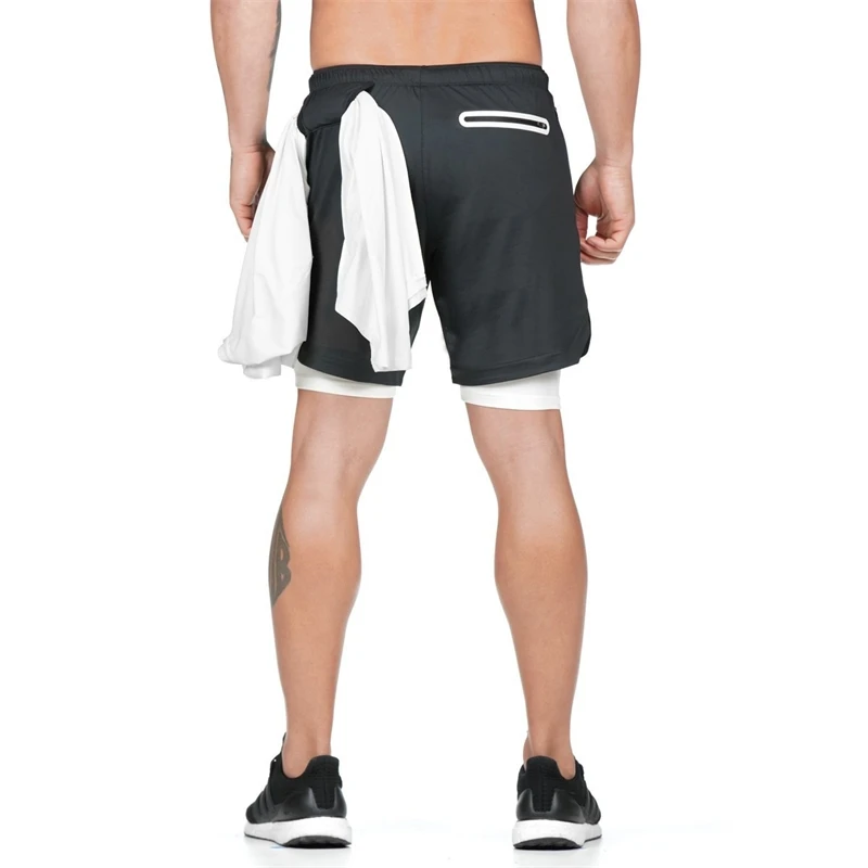 

Summer new muscle brothers sports shorts men's exercise running fitness pants breathable quick drying double layer shorts