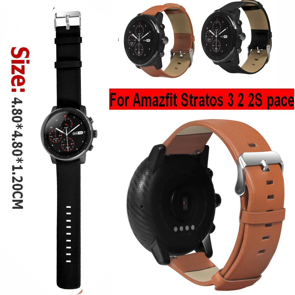Кожаный ремешок для часов Xiaomi Amazfit Stratos 3 2 2S Pace сменный Браслет Huami AMAZFIT |