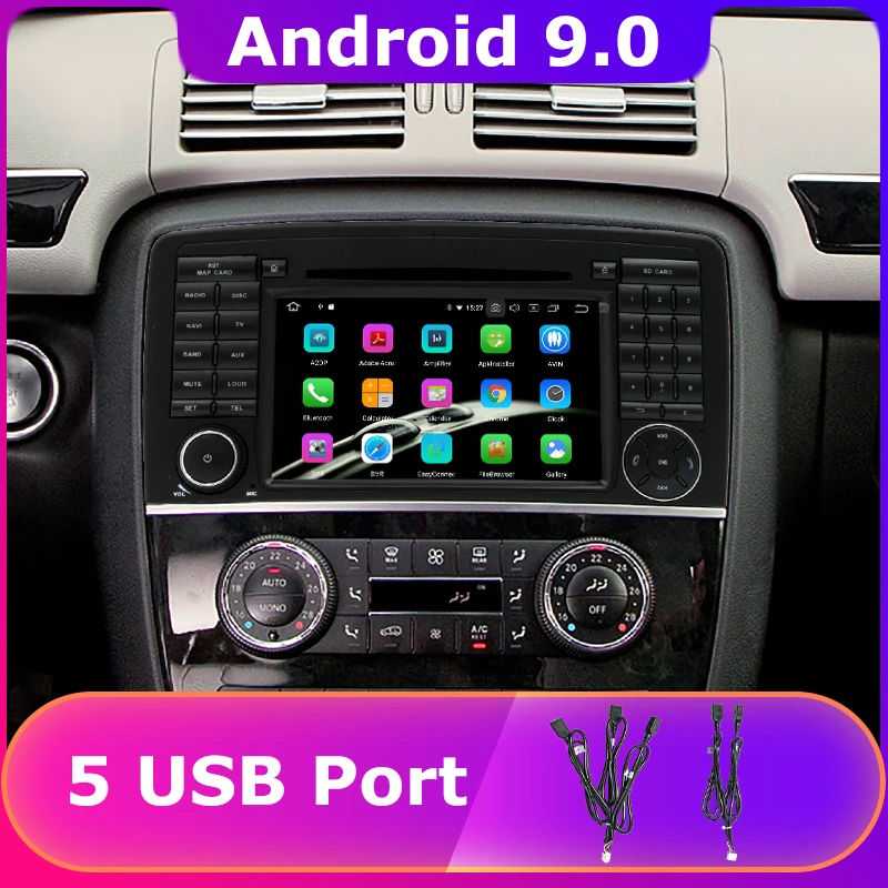 Автомобильный DVD-плеер с 5 USB-портами восьмиядерным процессором Android 9 0 4 Гб ОЗУ для