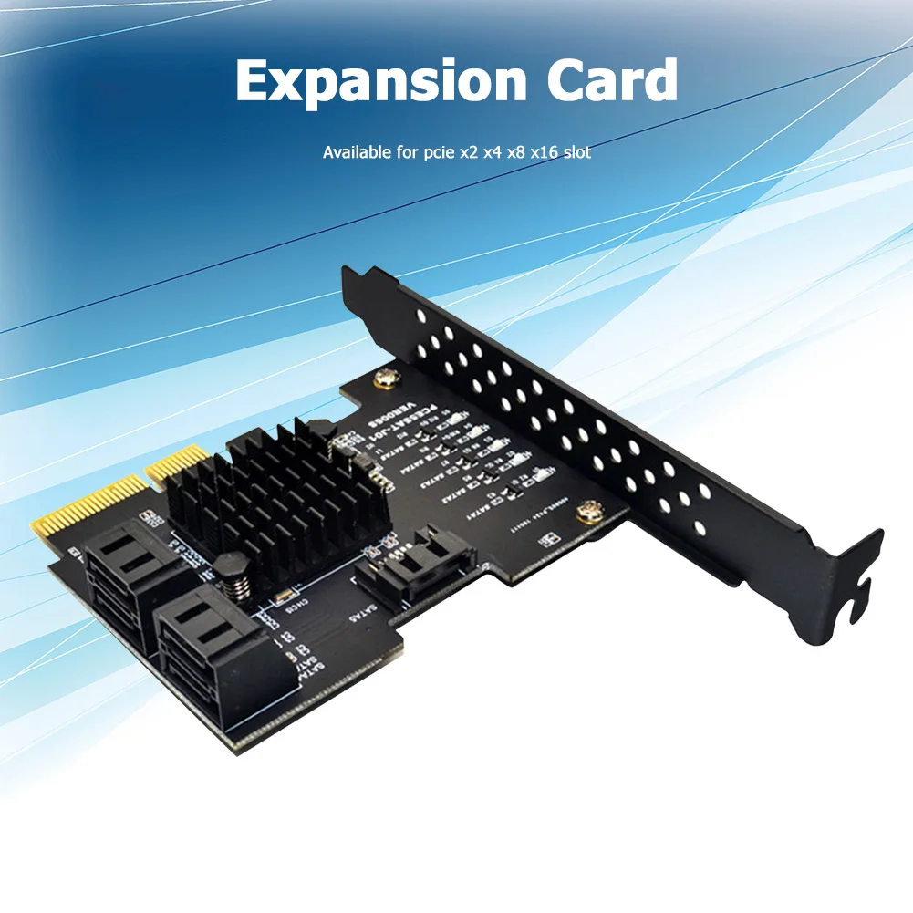 PCI Express Card Extender Adapter PCI-E X4 GEN3 Adapter 5 Ports PCIE X4 X8 X16 to SATA 3.0 6Gbps Expansion Card