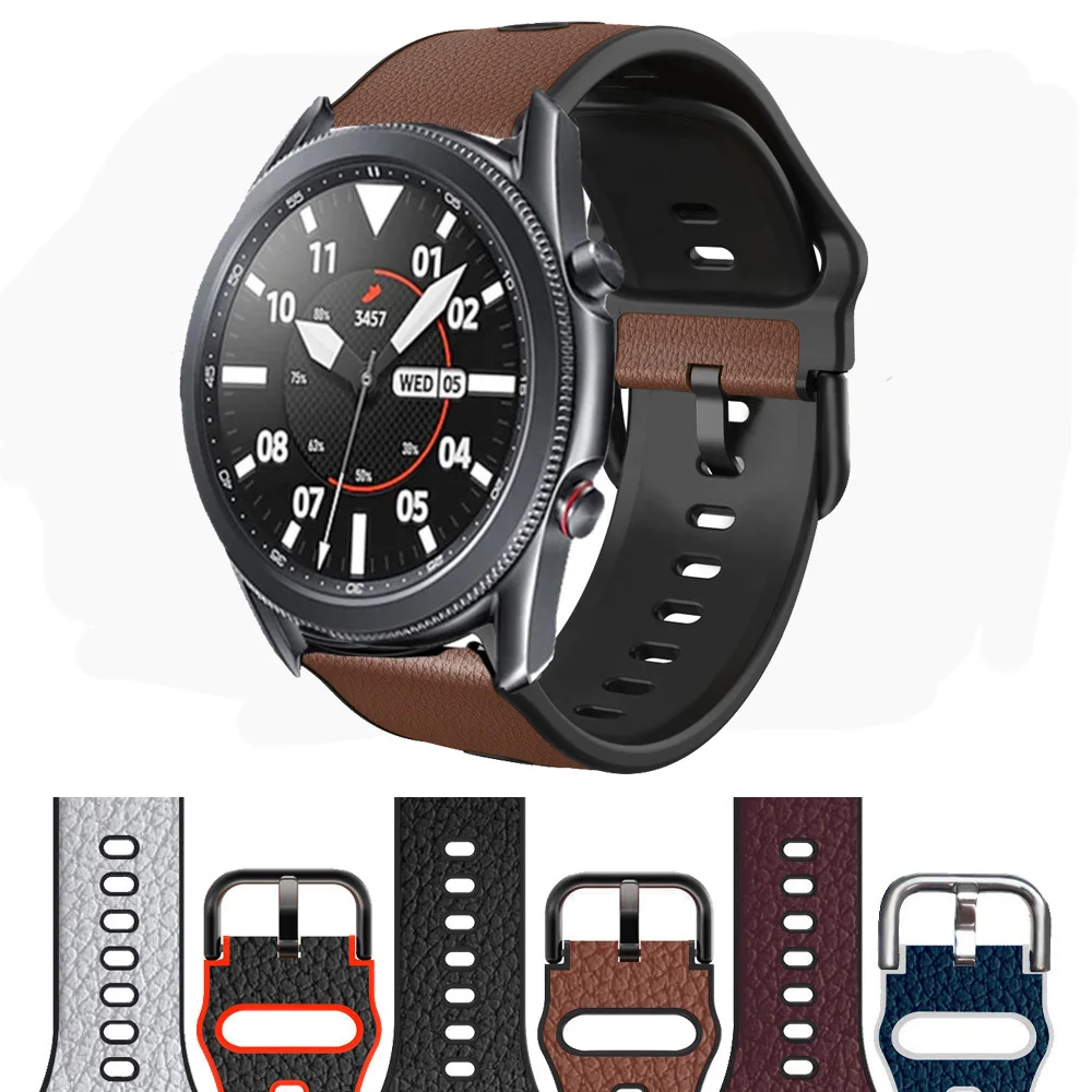 

Ремешок силиконовый для Samsung Galaxy Watch 3 41 мм 45 мм, сменный кожаный браслет для Galaxy 42 мм 46 мм, 20 мм 22 мм