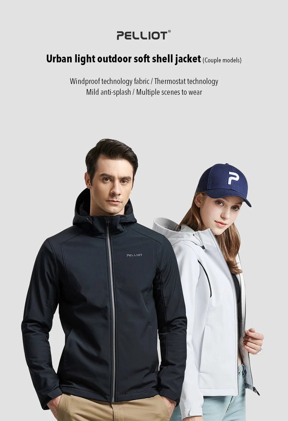 Xiaomi Mijia PELLIOT, ветрозащитная, теплая, мягкая, парная куртка, двусторонняя, пуховик, ветрозащитная, водонепроницаемая, для спорта и отдыха
