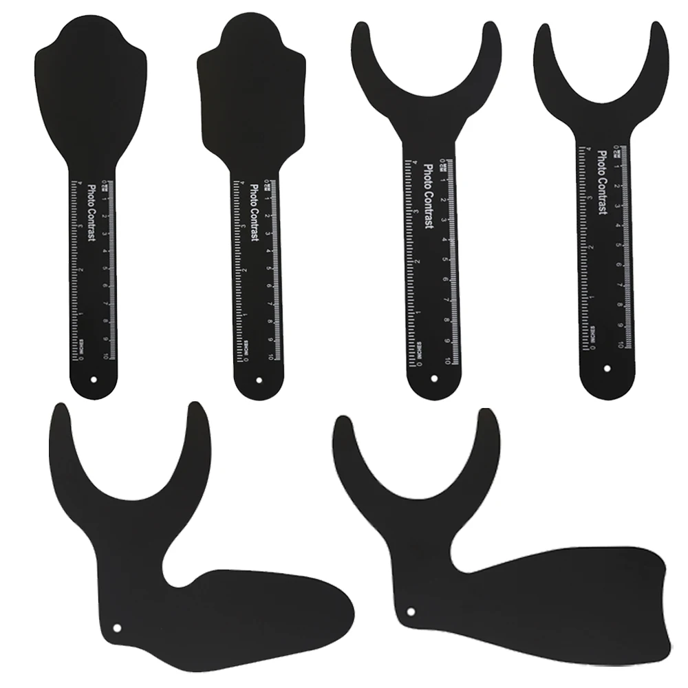 

6pcs Dental Orthodontic Black Background Photo Image Contrast Board Oral Cheek Plate with Scale Mark Autoclavable Dentist Tools