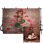Фон Avezano с изображением рождественской зимы венка красной кирпичной стены лука фоны для фотостудии фотозона декор для фотосессии
