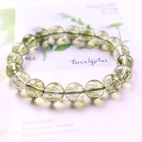 genuine natural green tourmilated rutilated quartz clear round beads bracelet brazil women men 7mm 8mm 9mm 10mm 11mm 12mm aaaaa