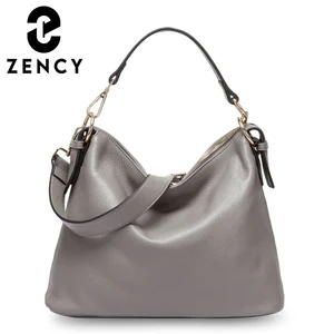 Zency модная серая женская сумка на плечо, 100% натуральная кожа, сумка, новый стиль, женская сумка-мессенджер через плечо, Дамская Повседневная Сумка-тоут