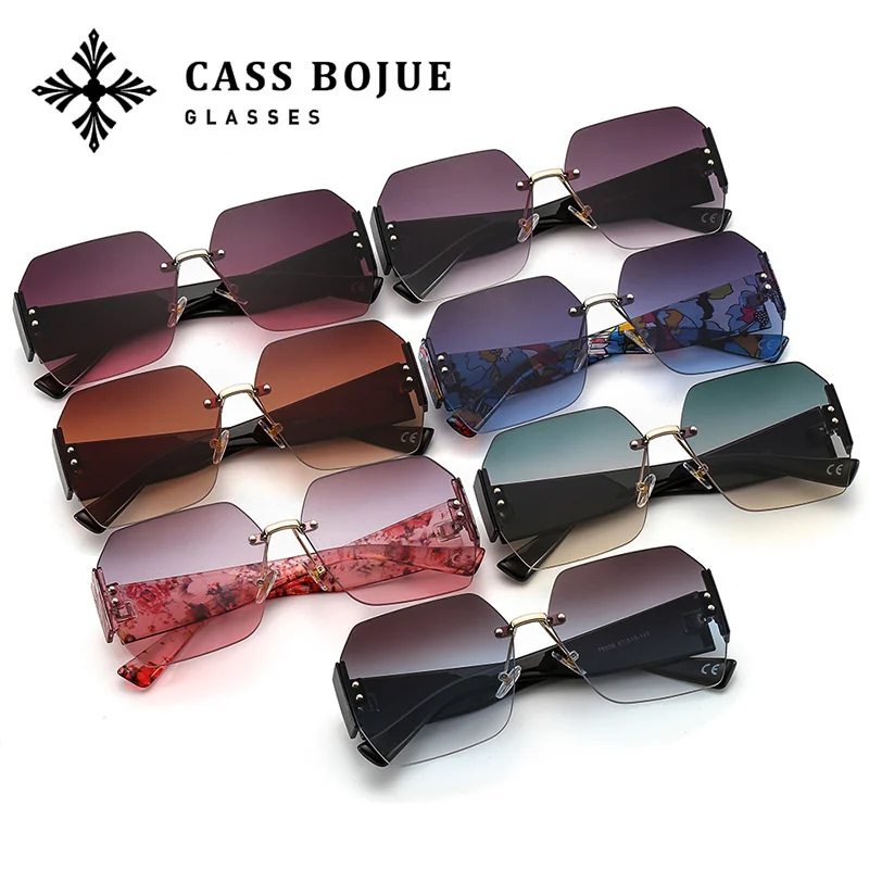 

Frameless new women's elegant Sunglasses ins style color printing personalized sunscreen Sunglasses