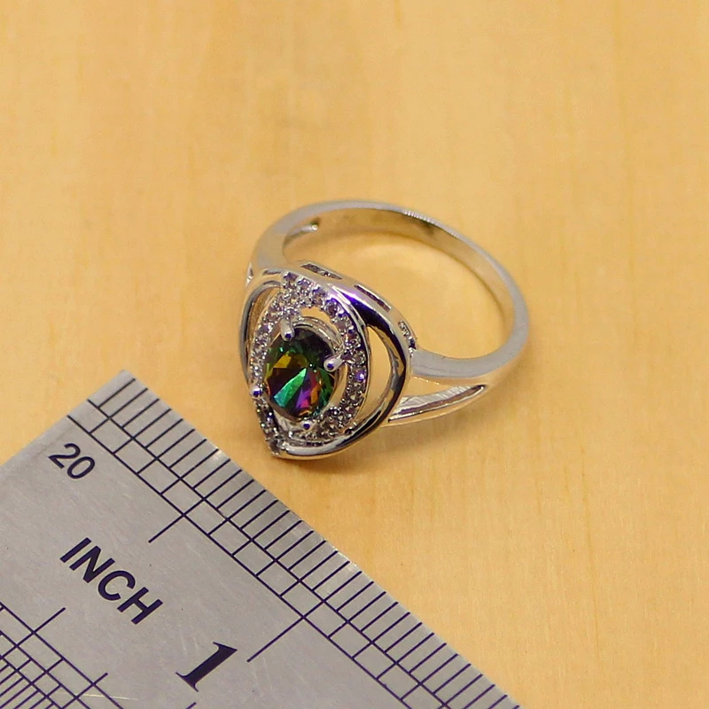 Мистик Радуга Циркон Ювелирные наборы из стерлингового серебра 925 пробы