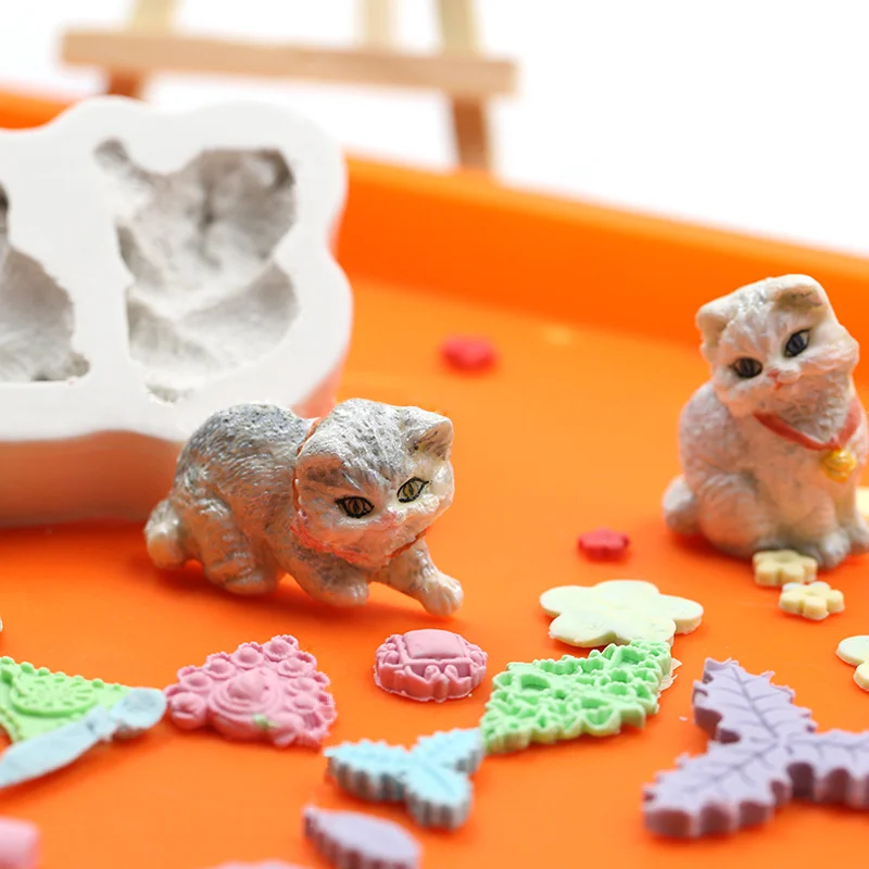С рисунком милого котенка из силиконы штамповый DIY кошка Форма шоколадные