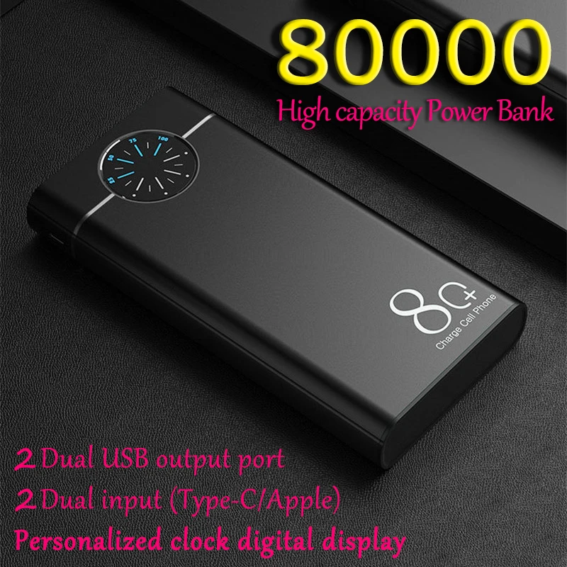 Portable appliances 3.0 mobile power roulette monitor 80000Mah PD USB external battery for iPhone Xiaomi | Мобильные телефоны и