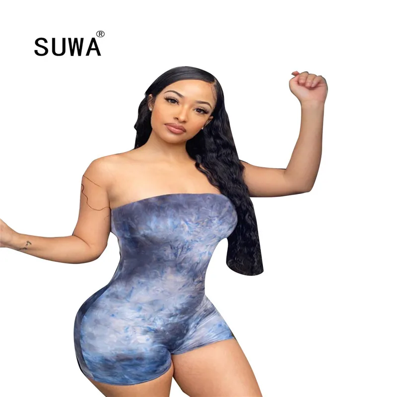 

Женский короткий комбинезон с принтом SUWA, летний Повседневный Облегающий комбинезон с принтом, пикантный комбинезон