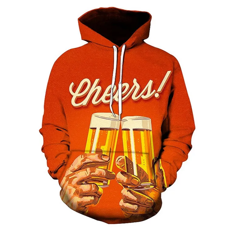 

Забавное платье с 3d принтом пива, стильный осенне-зимний новый модный трендовый пуловер, свитер с капюшоном, тонкая флисовая толстовка для в...