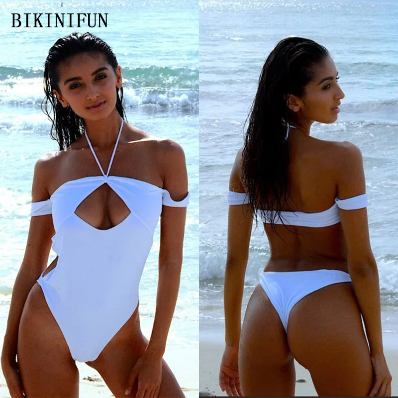 Новый сексуальный сплошной белый купальный костюм женский цветочный кофе печати