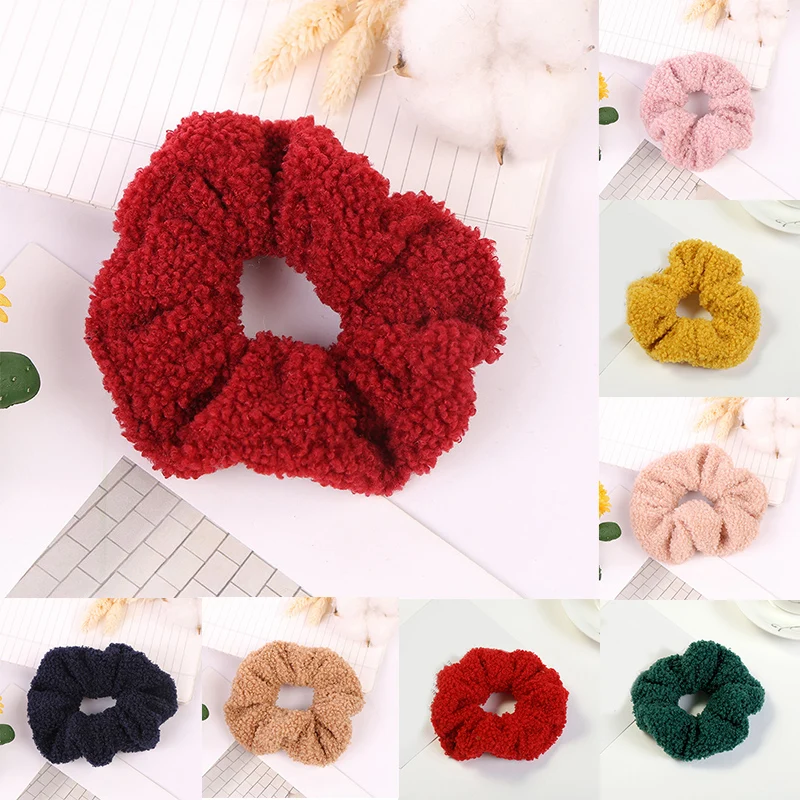 

Winter Soft Velvet Scrunchies Plush Hair Tie Ponytail Holder Hair Ring Hairbands Elastic Hair Bands Red Green Pink Accessories