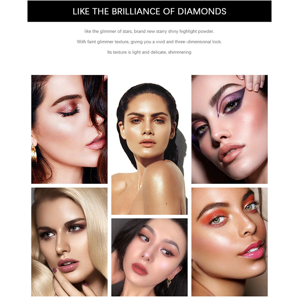 Shimmer Highlighter Facial Bronzers Palette Makeup Glow Face Contour Powder Illuminator Highlight Women Beauty Cosmetics |