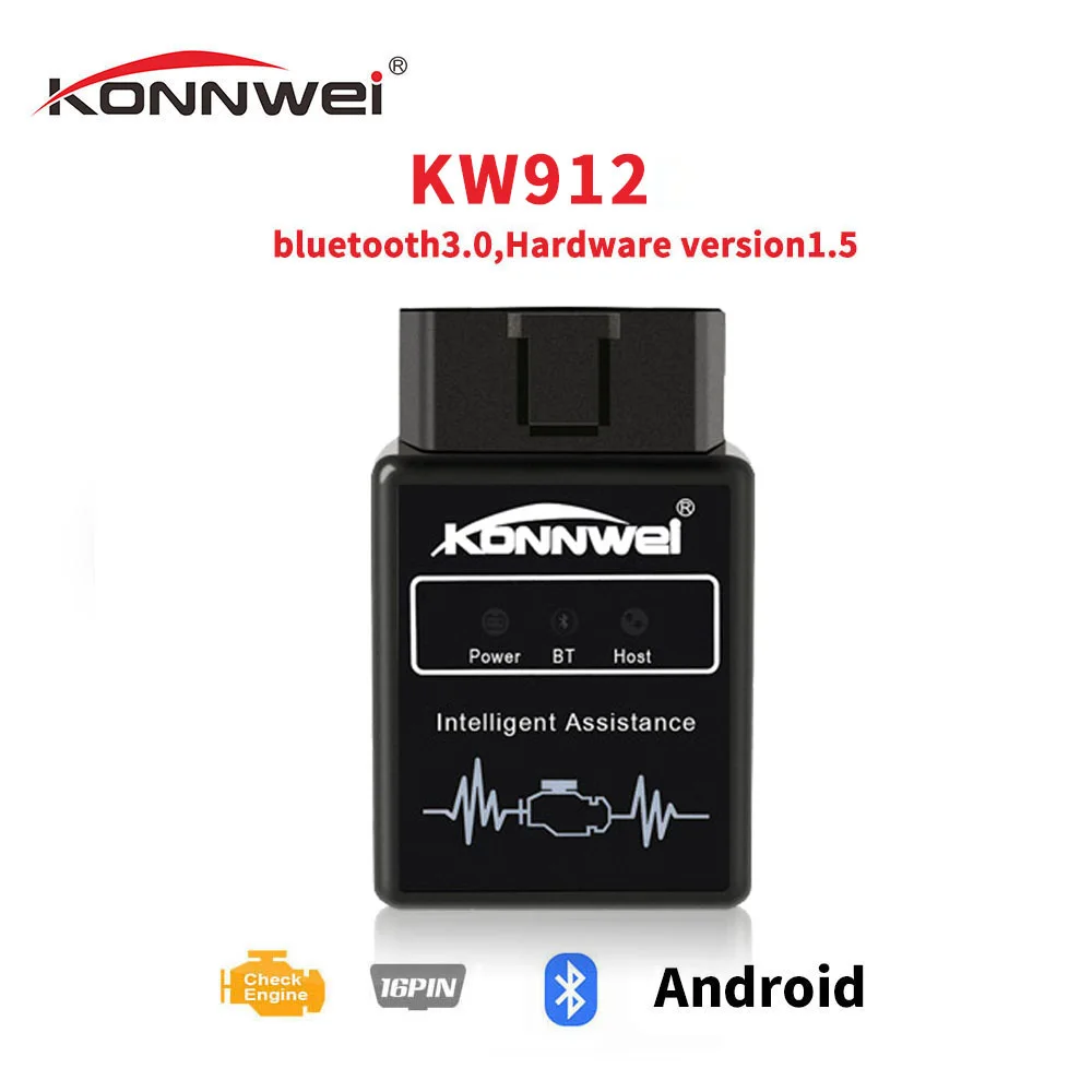 KONNWEI KW912 ELM327 Bluetooth Pic18f25k80 Obd2 v1.5 сканер автомобильный диагностический инструмент
