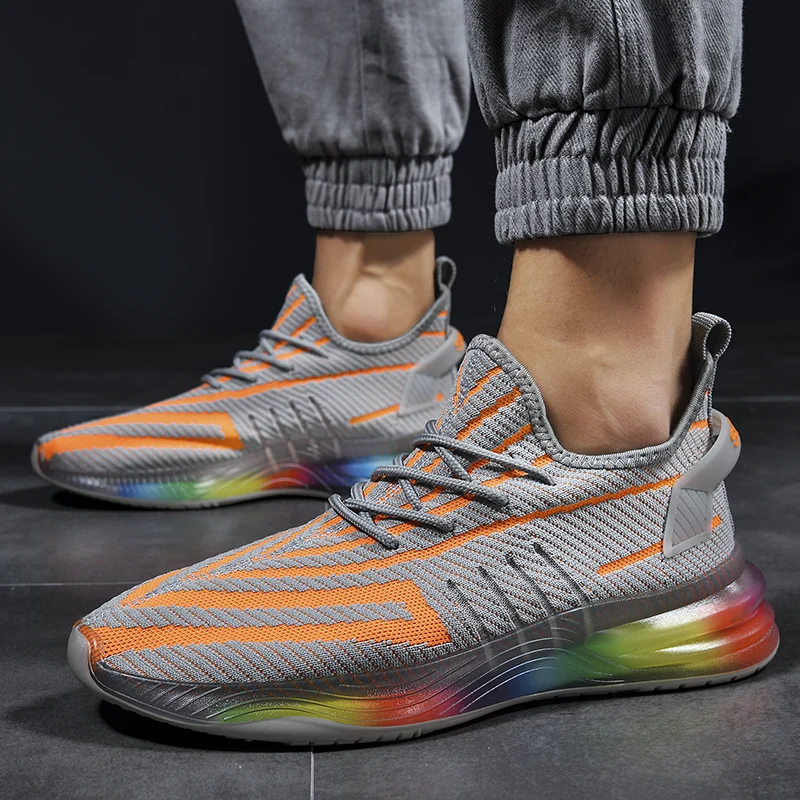 

Fashion Running Shoes Men Breathable Tide Sport Shoes Color Bottom Sneakers Flying Woven Casual Shoe Trainers Zapatos Deportivos