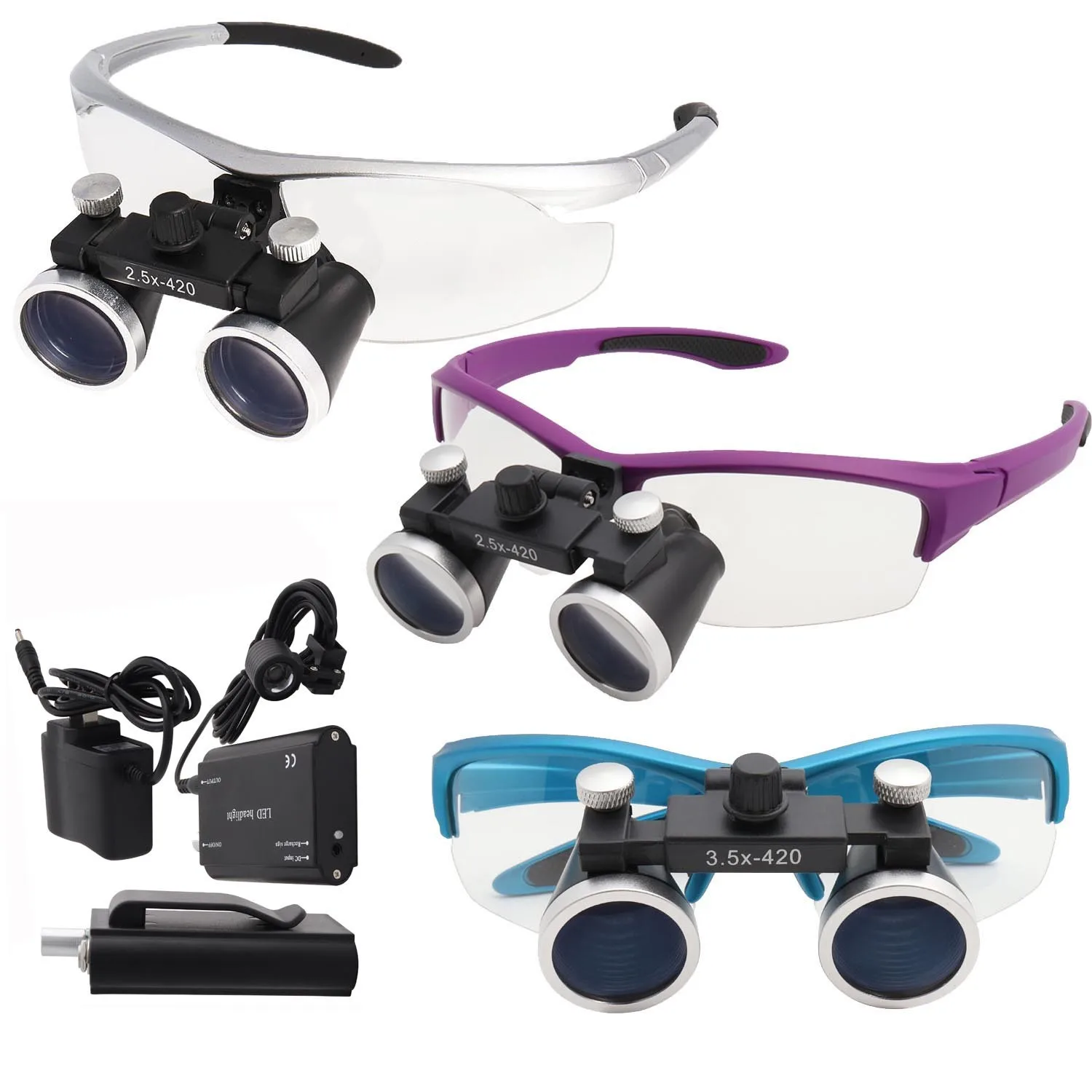 

2.5 3.5x420 Dental Loupes Medical Magnifier Magnification Binocular 3W 5W Headlight Headlamp Belt Clip Type Cloth Case