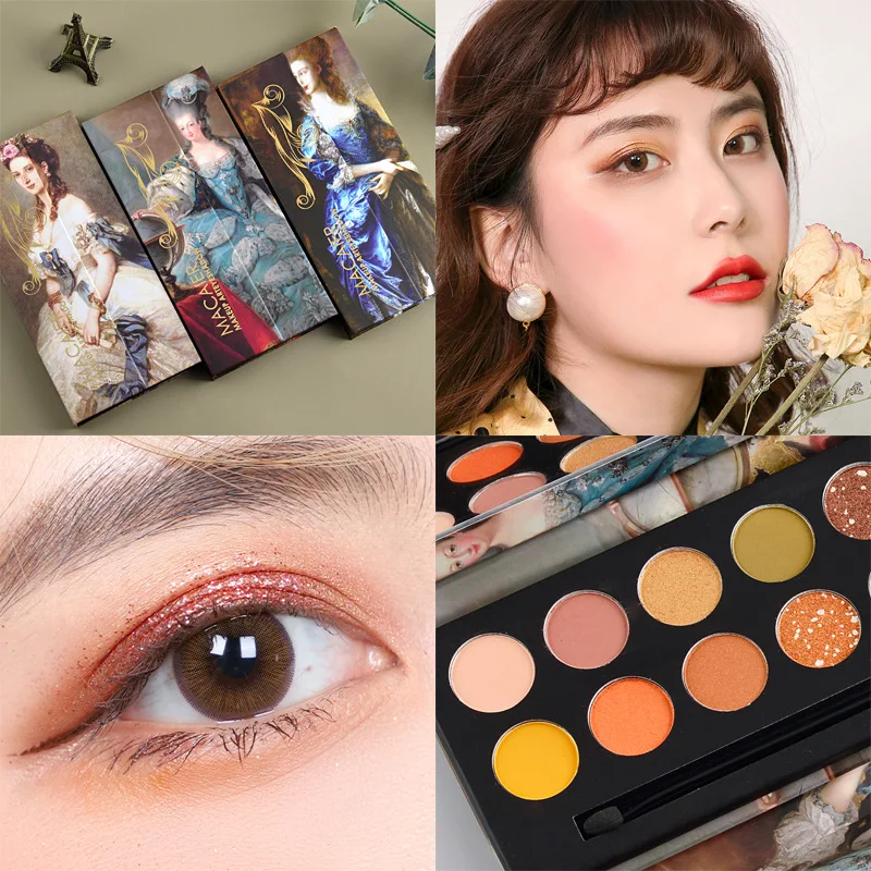 12 цветов блестящие тени для век Палитра классический стиль оранжевый земли