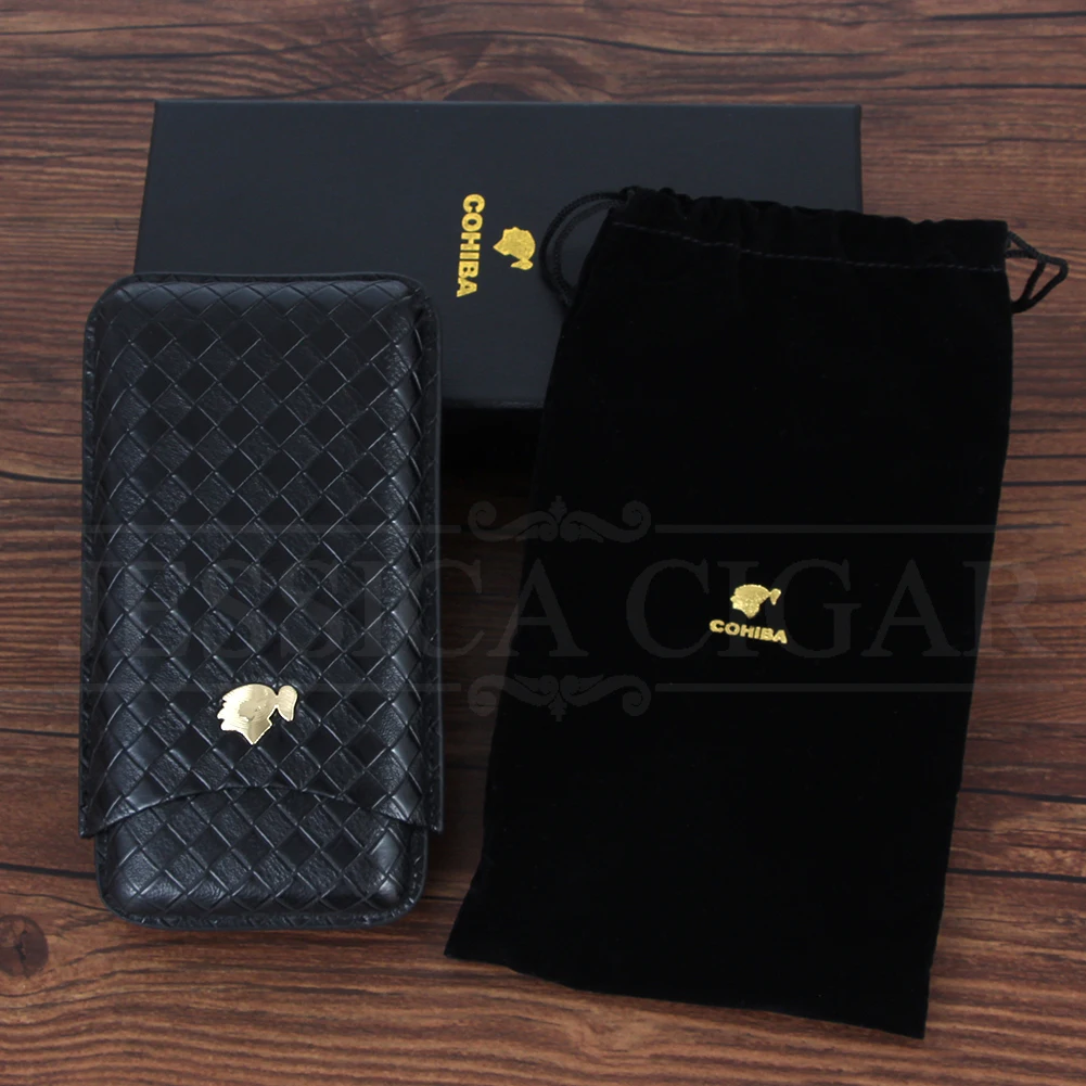 COHIBA Портативный кожаный чехол для сигар Humidor 3 подставка пробирок мини коробка