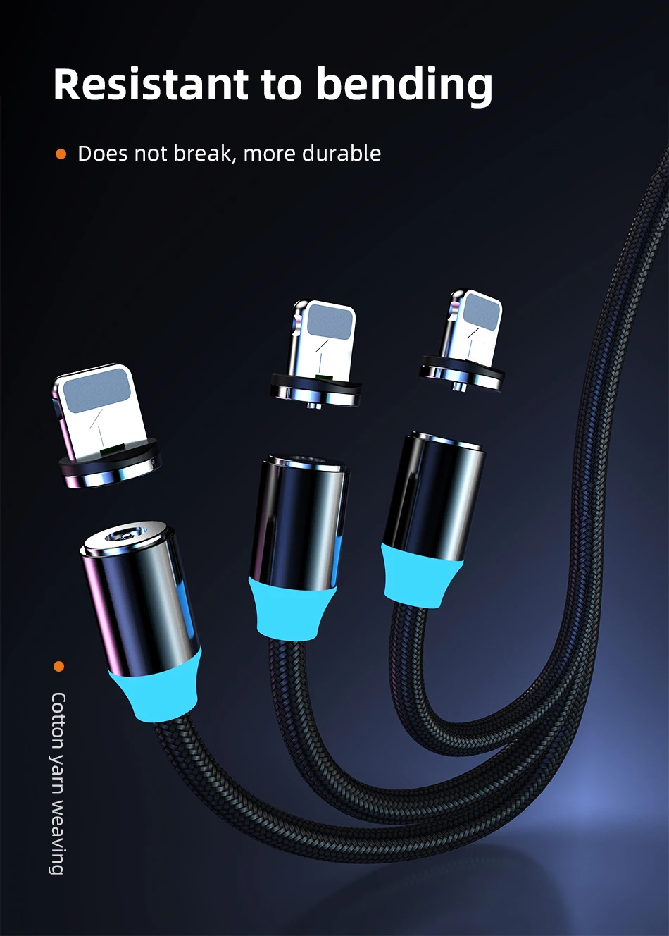 NOHON 3 в 1 светодиодный магнитный зарядный кабель с разъемом Micro usb type C для iPhone X 7 8 6S XS Xiaomi 4 Магнитный кабель для быстрой зарядки 1 м