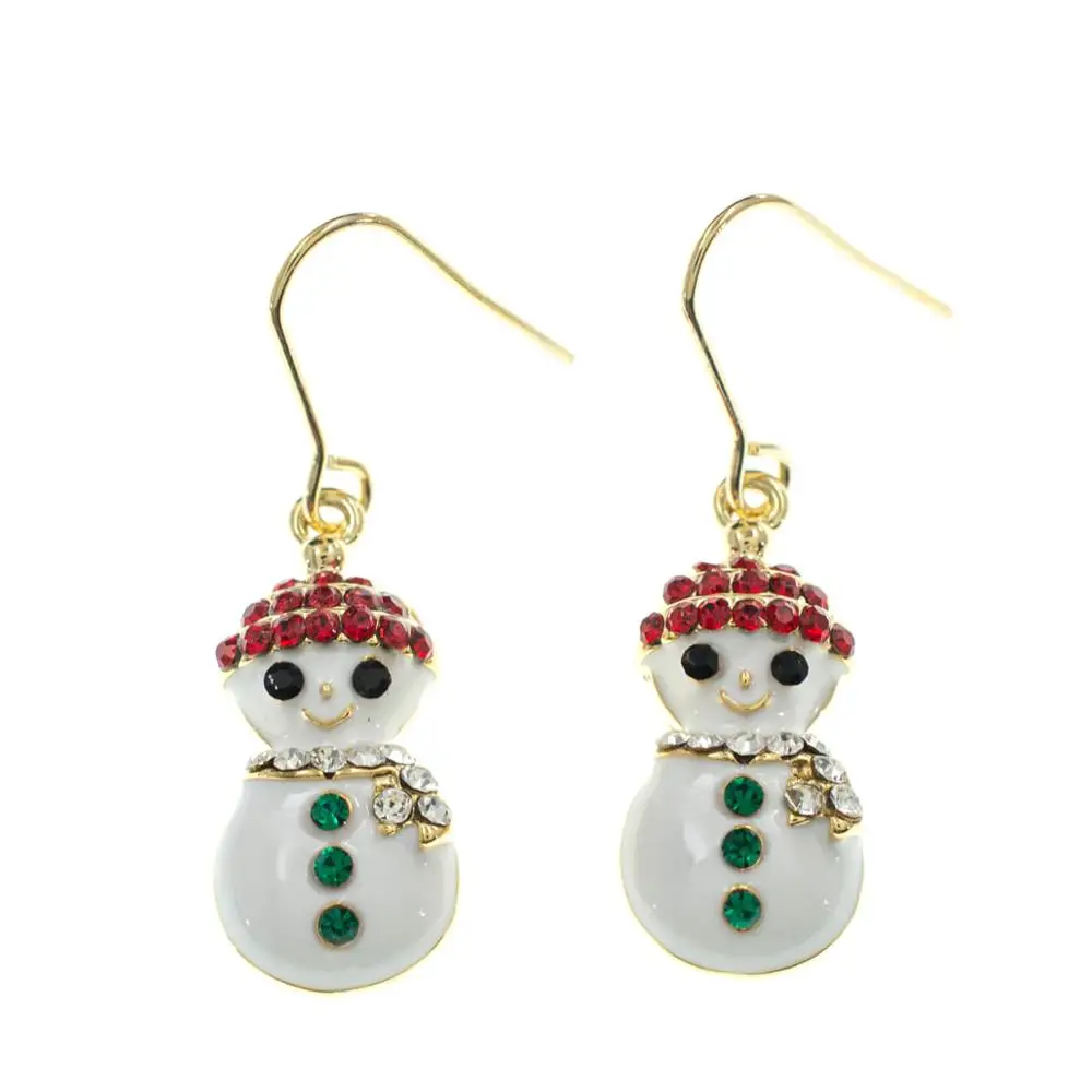 Женские медные серьги со снеговиком и фианитом A6145|Серьги-гвоздики| |