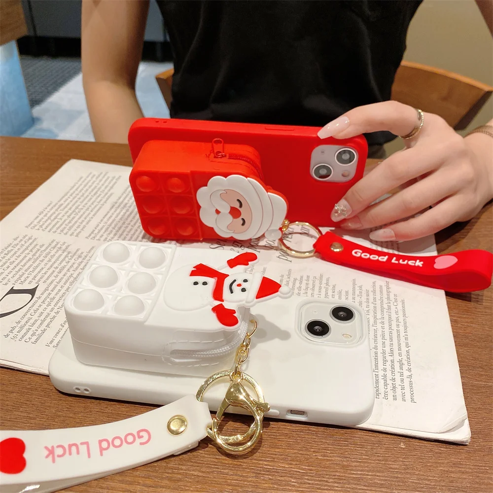 

Coin Purses Pop Cases For Realme C3 Q2i Q3 V11 V13 V15 V5 X Lite X50 XT Narzo 10 20 30A Pro Christmas Fidget Toys Bubble Cover