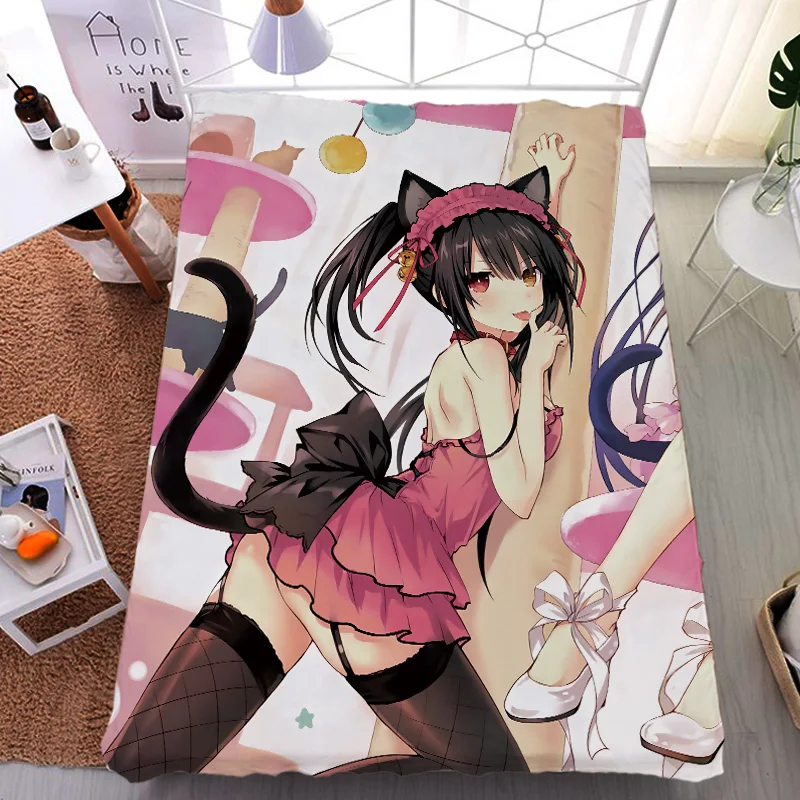 Comprare Coscase Anime Giapponese DATE A LIVE It(kotori & Tokisaki Kurumi Lenzuolo In Fibra Di Latte E Coperta Di Flanella Trapunta Estiva 150x200cm