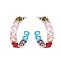 fashion simple statement geometric earrings designer creative circle dangle 2022 summer trend colorful cubic zirconia earings