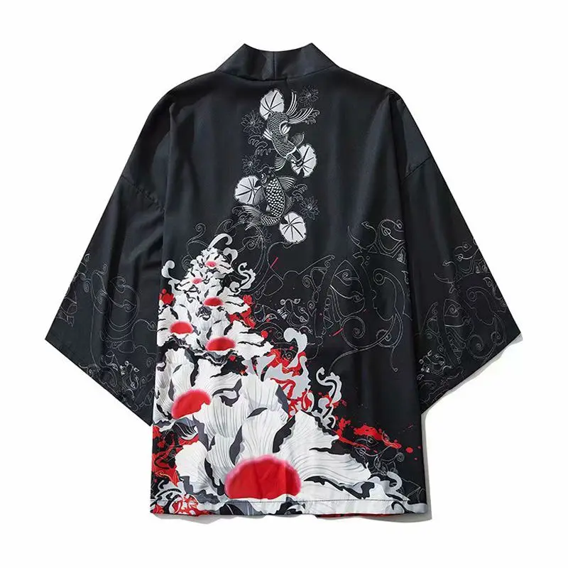 

Summer Men Shirt Samurai Traditional Kimono Japanese Blouse Top Haori Yukata Male Samurai Costume Jacket Clothing Clothes