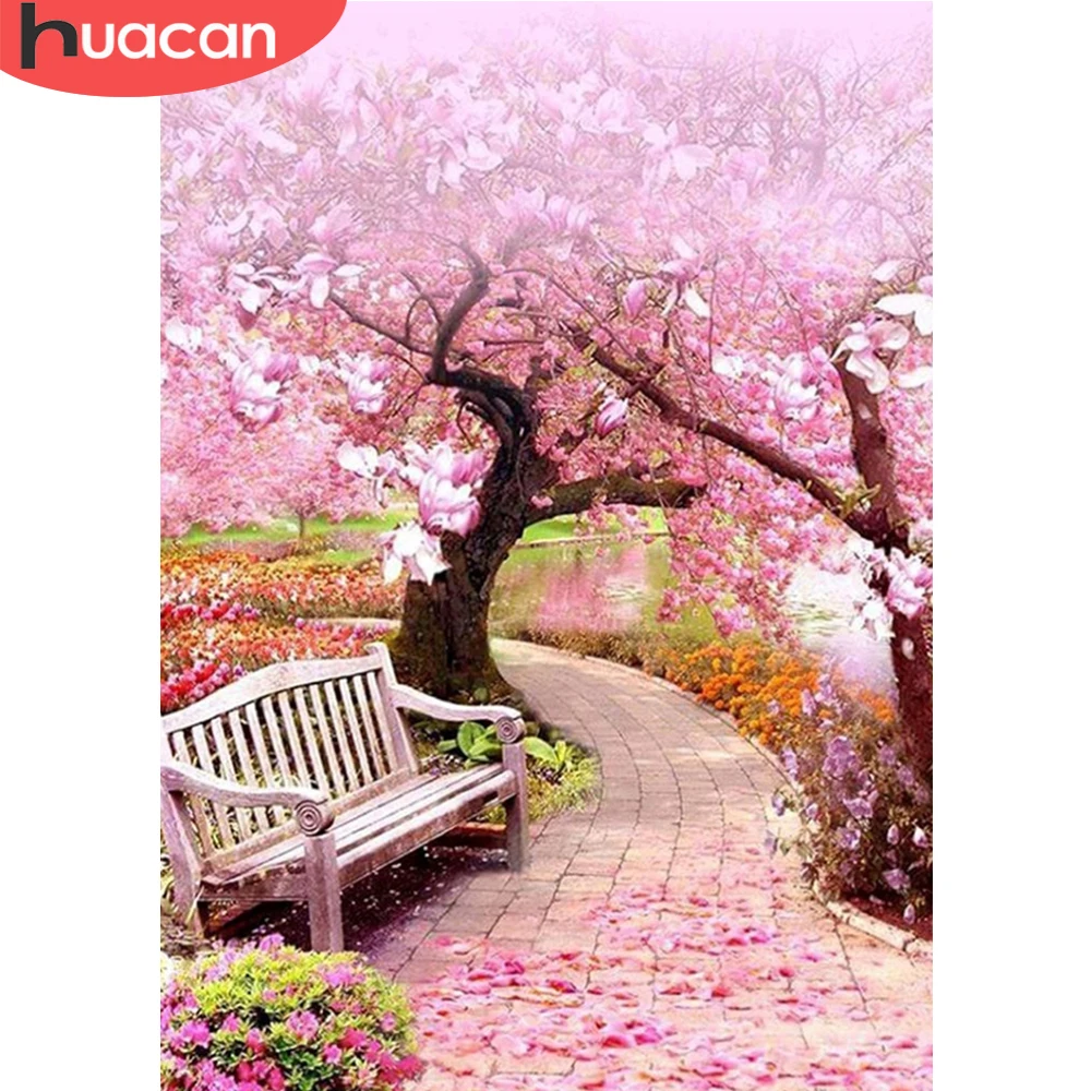 

HUACAN DIY Diamond Painting Tree 5D Full Square Mosaic Rhinestone Cross Stitch Spring Diamond Embroidery Garden Home Decor