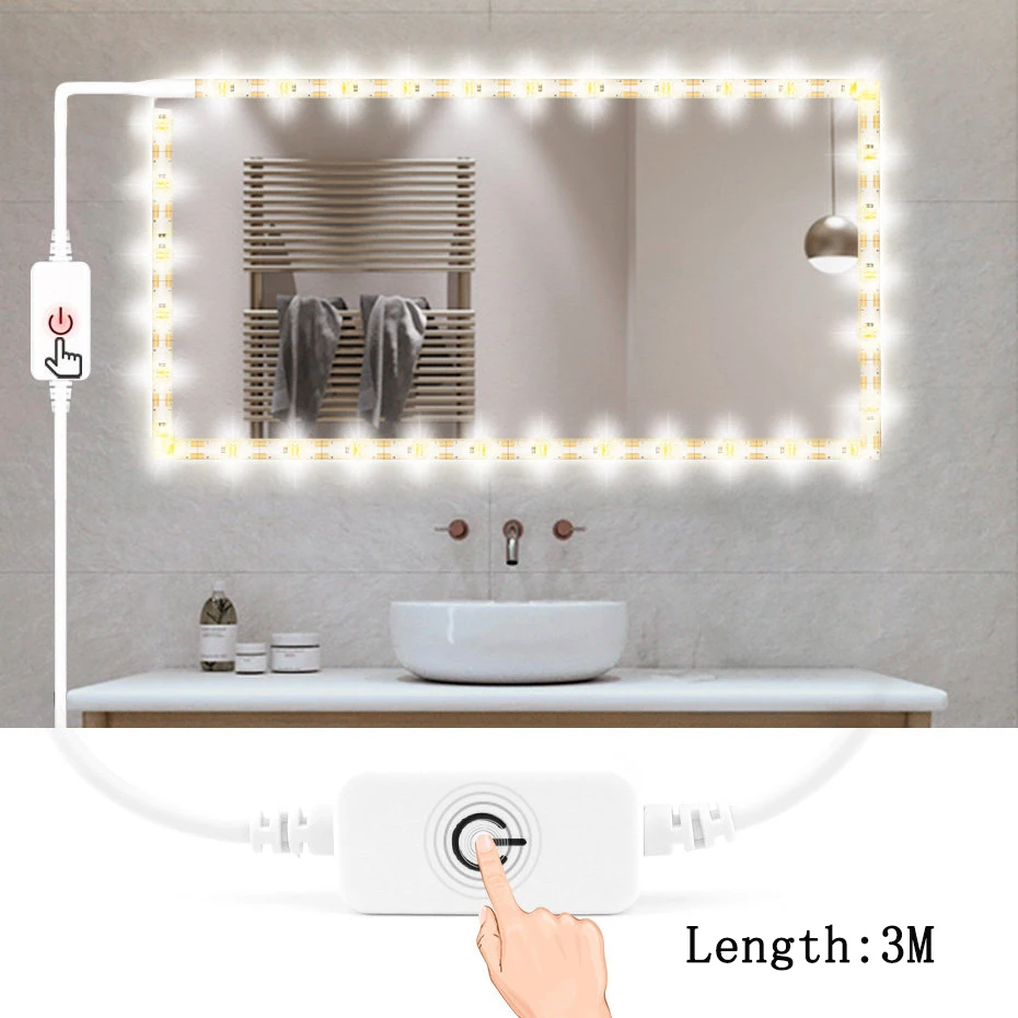 3M Cold white USB 5 В косметическое зеркало туалетный светодиодный светильник Индуктивный Регулируемый светильник с затемнением косметический туалетный столик светильник s - Испускаемый цвет: 3M Cold white