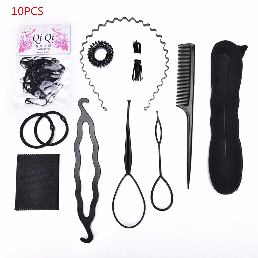 10PCS 13 шт./10 шт./9/4 шт. Пластик гребень заколка для волос заколки Dount булочка поворот, подвязанные лентой, с объемной волной чайник инструменты для самостоятельной укладки волос аксессуары для причесок - Цвет: 10PCS