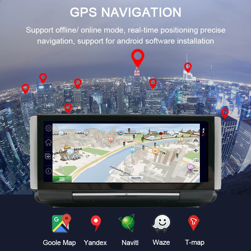 Anfilite 7 дюймов IPS 4G Android8.1 Автомобильный видеорегистратор GPS навигация 2 ГБ + 16 Гб FHD
