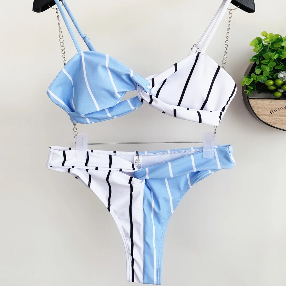 Женский комплект бикини с высокой талией из двух предметов принтом