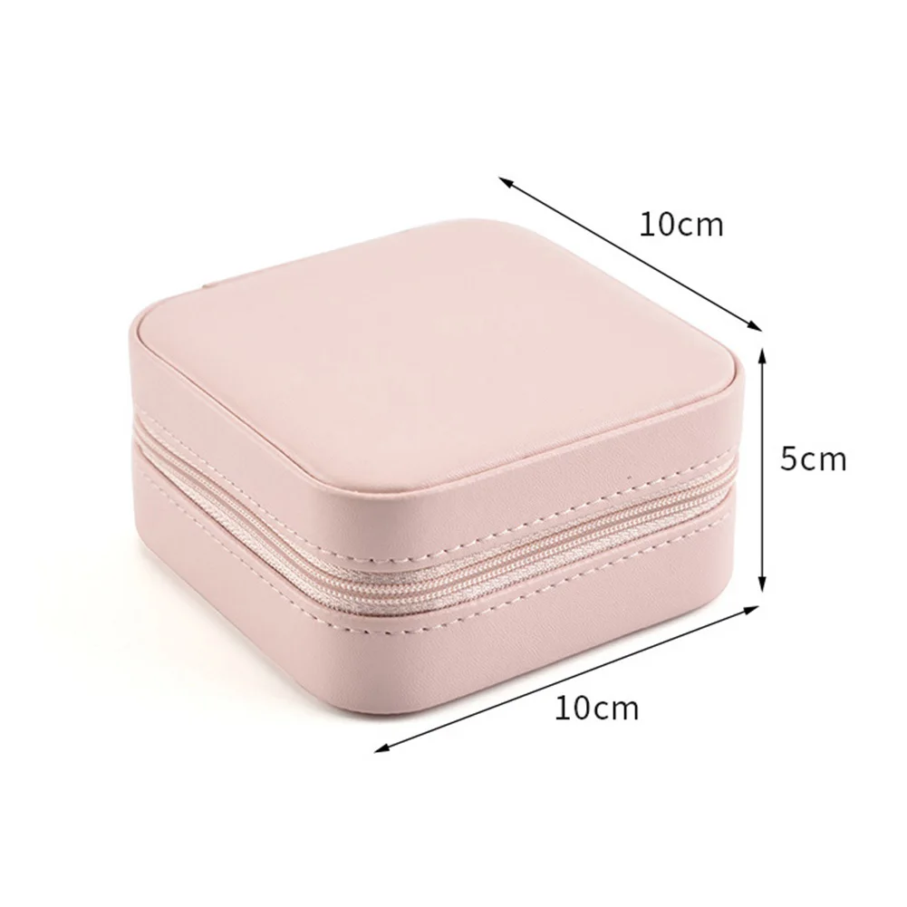 

Portable Faux Leather Zip Jewelry Box Ring Earrings Bracelet Storage Case Pouch jewelry organizer Christmas gifts