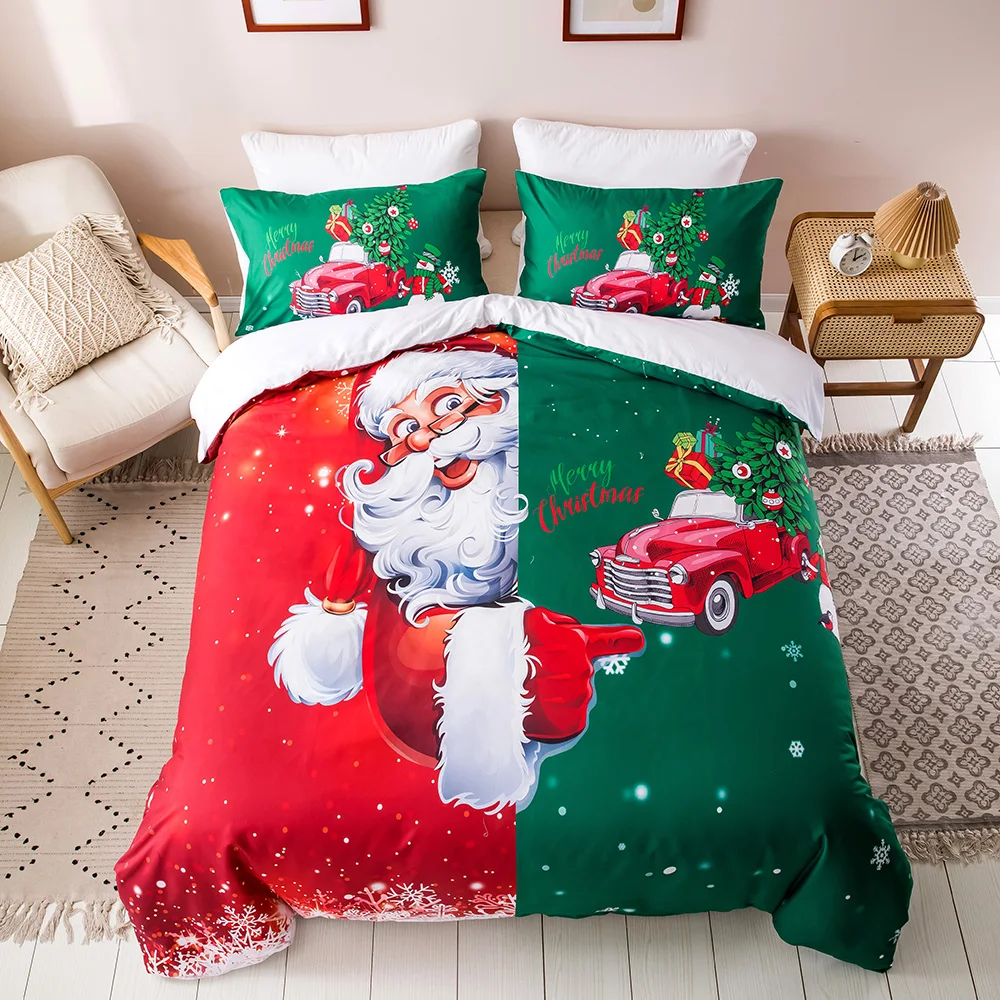 

Comforter Cover Set Twin/Full/Queen/King Size housse de couette Christmas Car Pattern Bedding Set With Pillowcase Quilt Cover