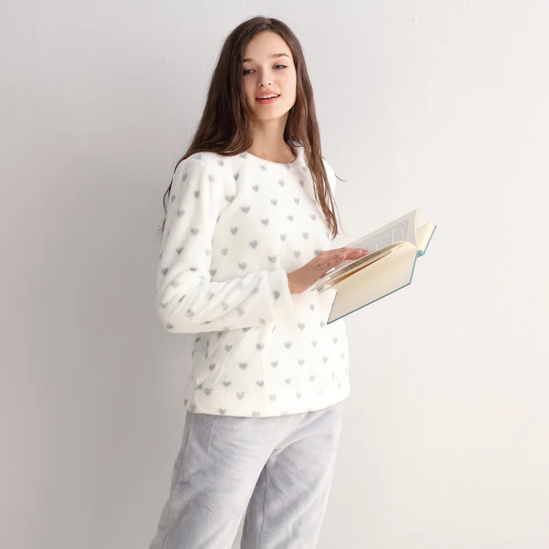 Осенне-зимние женские пижамные комплекты пижамы костюм для сна Толстая теплая