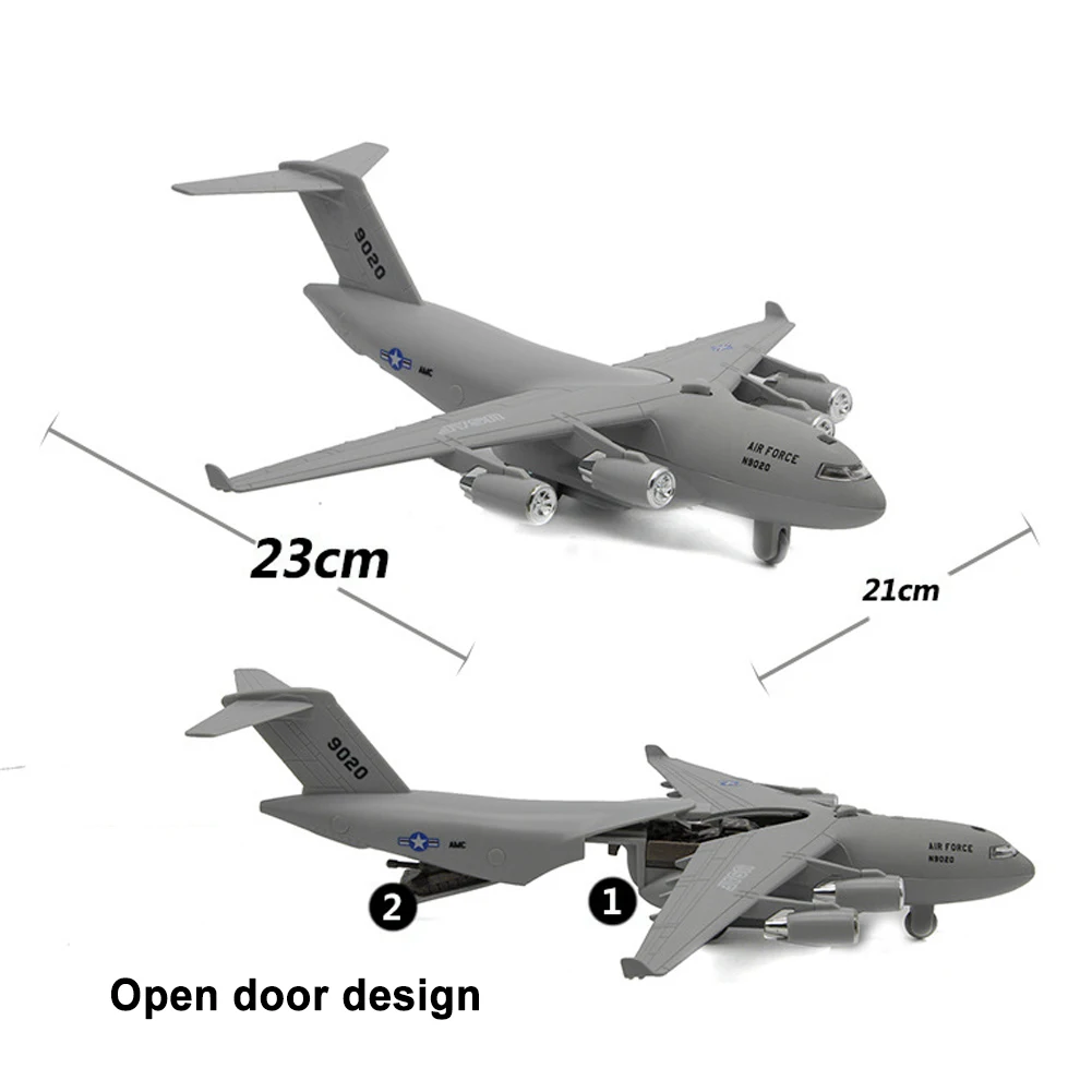 Литая модель самолета из сплава C17 Hercules с подсветкой и искусственным светом